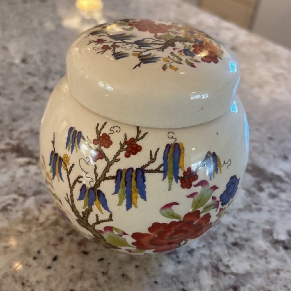 Beautiful Vintage Sadler Ginger Tea Jar Floral Orientalist Decoration
